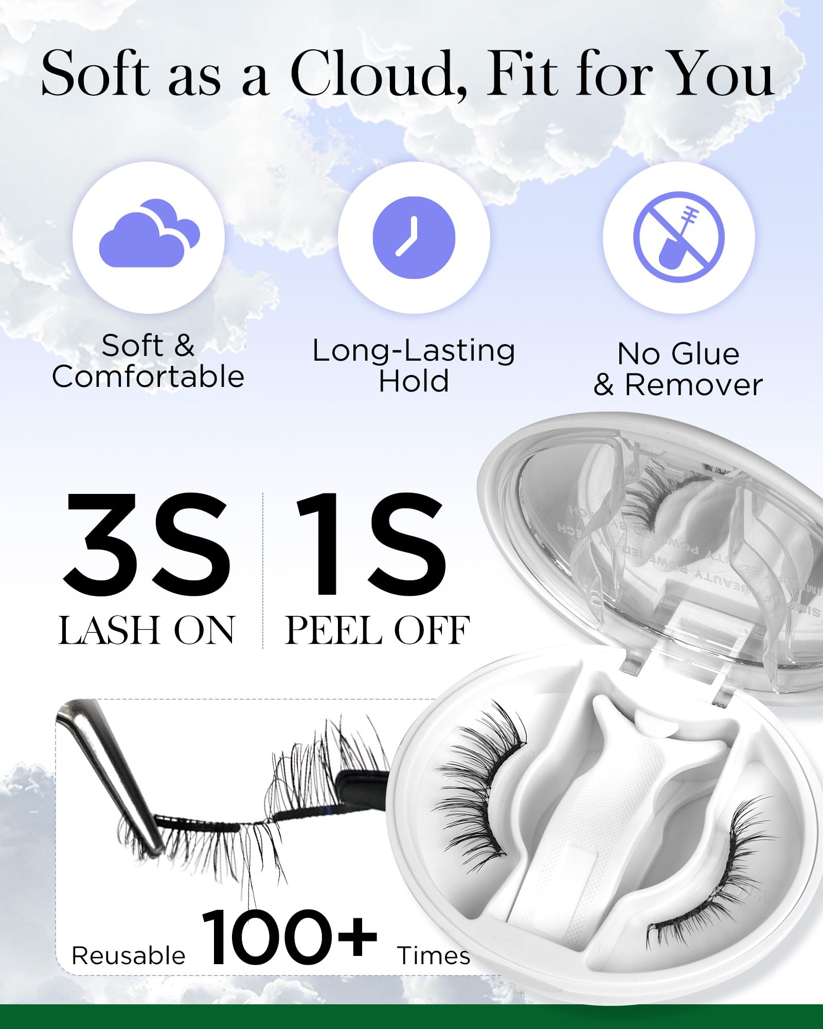 BEYELIAN no-glue required lashes reduce irritation and simplify removal