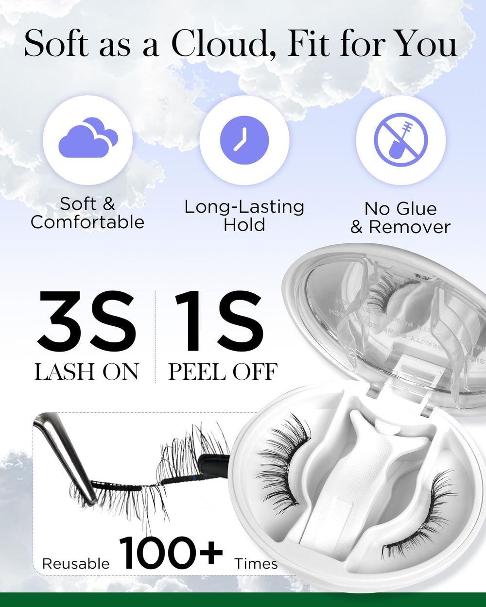 BEYELIAN no-glue required lashes reduce irritation and simplify removal
