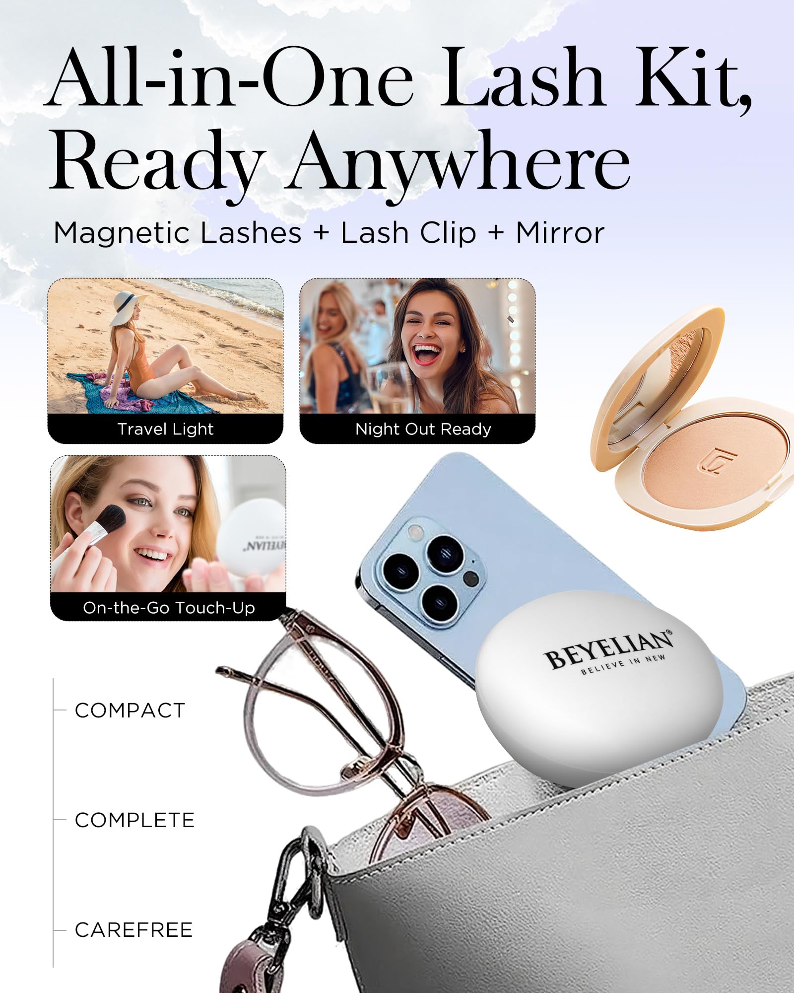 BEYELIAN soft magnetic strip adapts to lash line for comfortable all-day wear