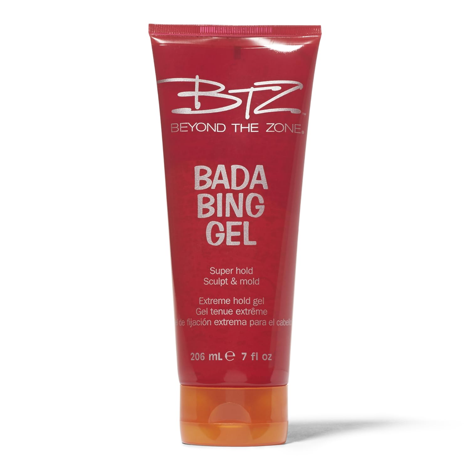Beyond the Zone Bada Bing Extreme Hold Gel packaging shows a 7oz bottle for strong styling