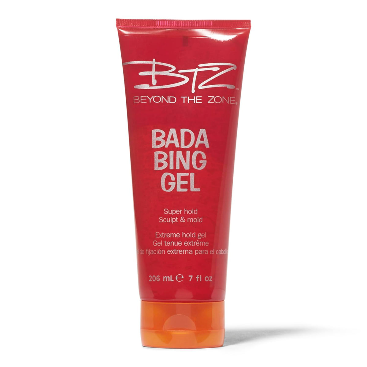 Beyond the Zone Bada Bing Extreme Hold Gel packaging shows a 7oz bottle for strong styling