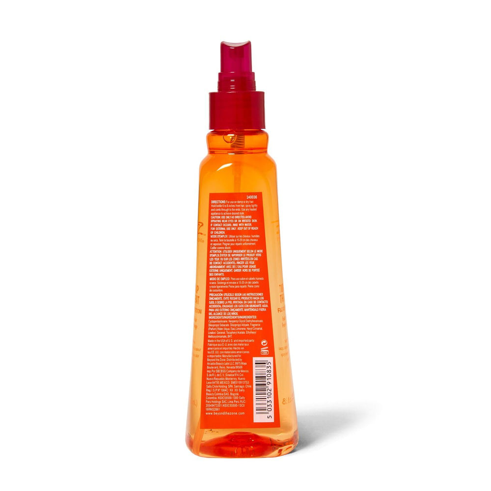 Beyond The Zone Turn Up The Heat Protection Spray on glossy hair with silky smooth finish.