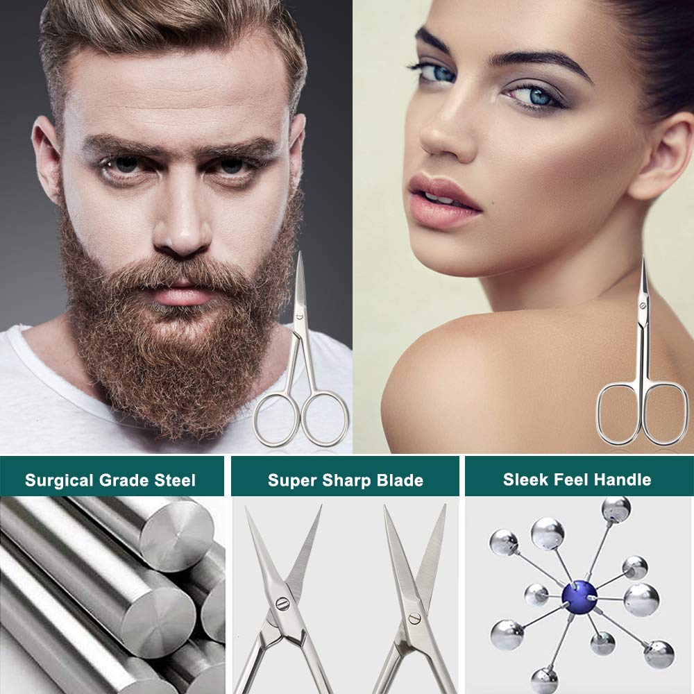 BEZOX curved blade scissors ideal for shaping eyebrows and lashes.