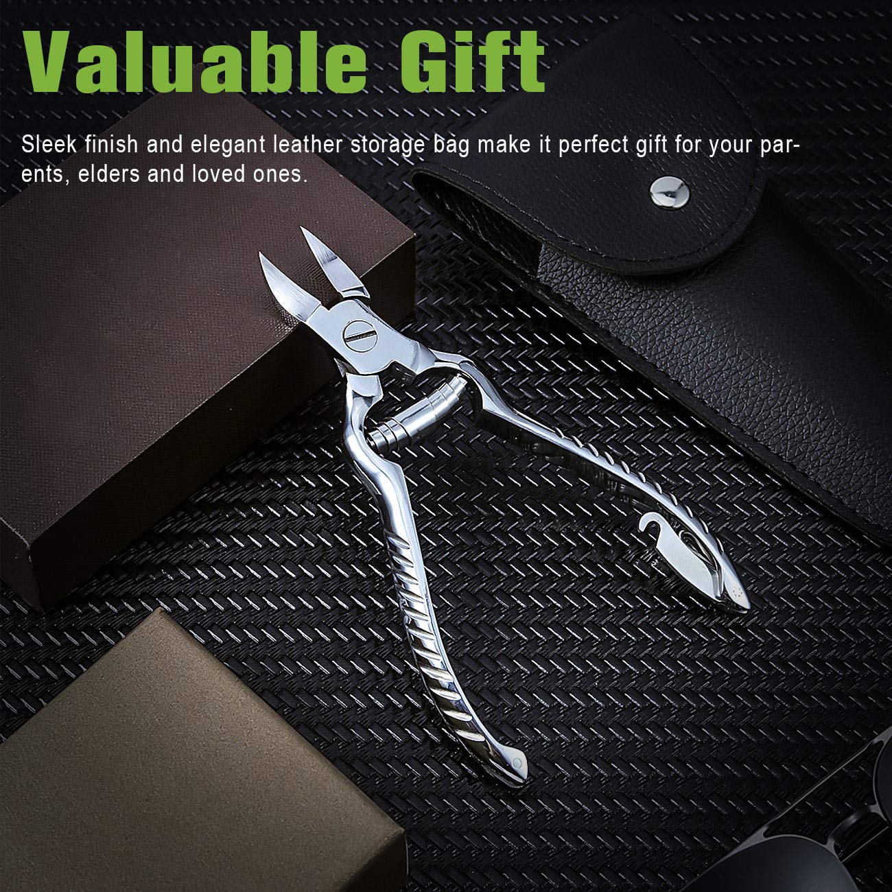 BEZOX leather case included protects blades and travels neatly.