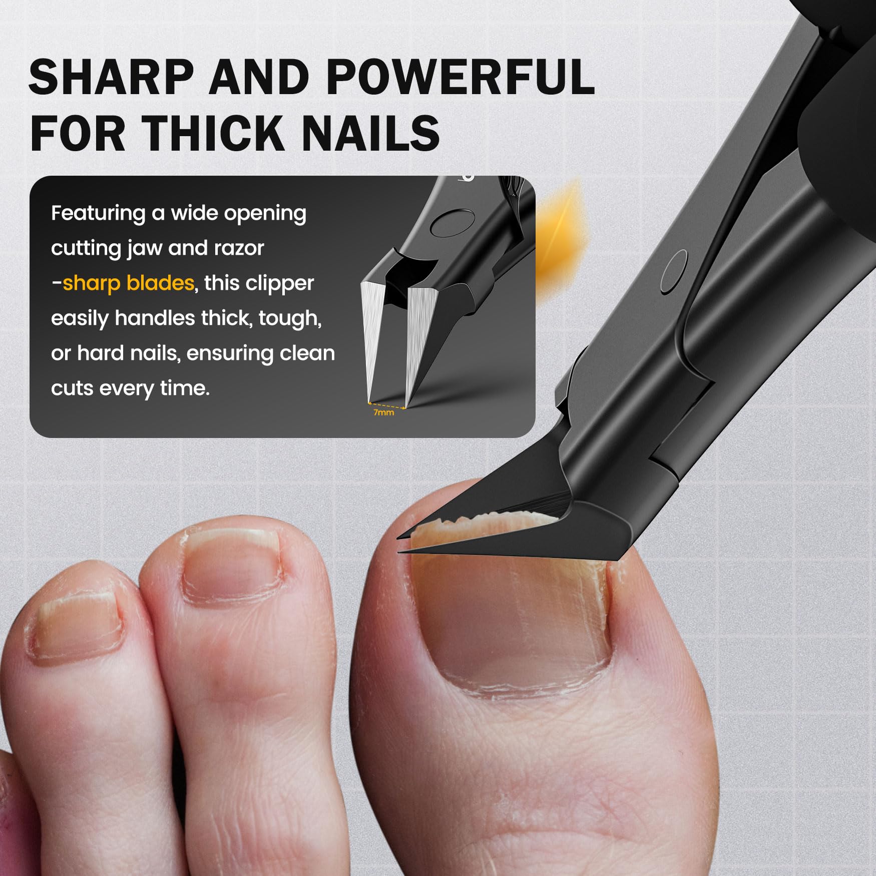 BEZOX slant straight blade toenail clippers promote healthy looking nails.