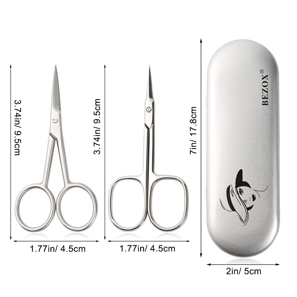 BEZOX straight blade scissors deliver precise facial hair trimming.