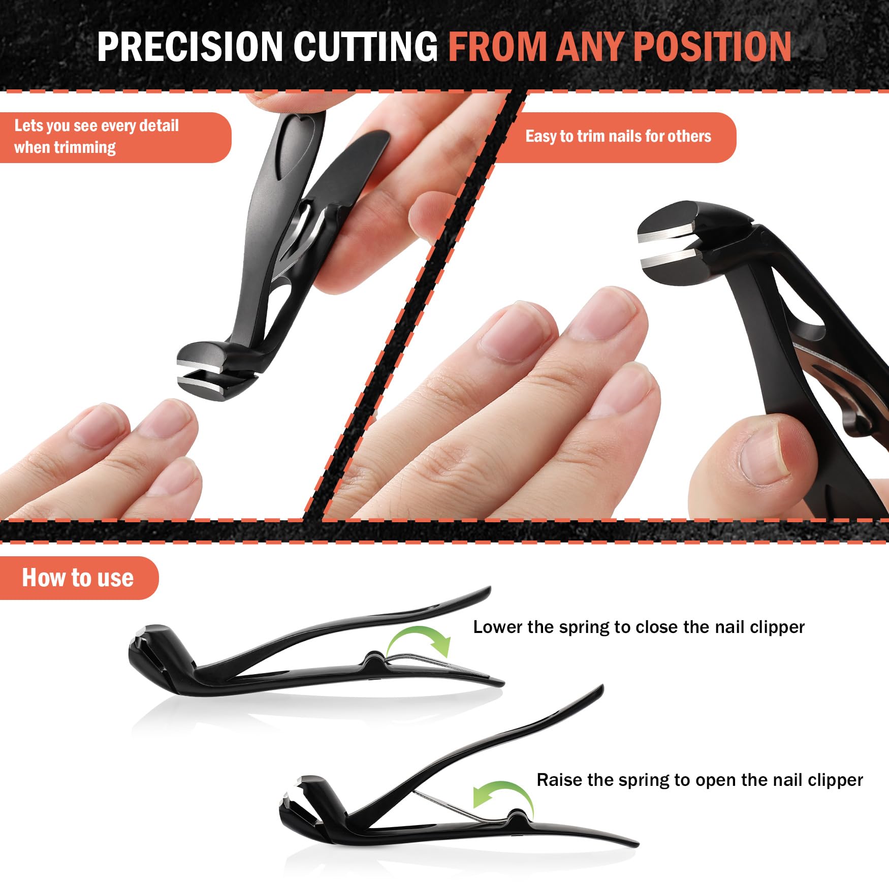 BEZOX toenail clipper wide jaw opening handles thick nails with ease.