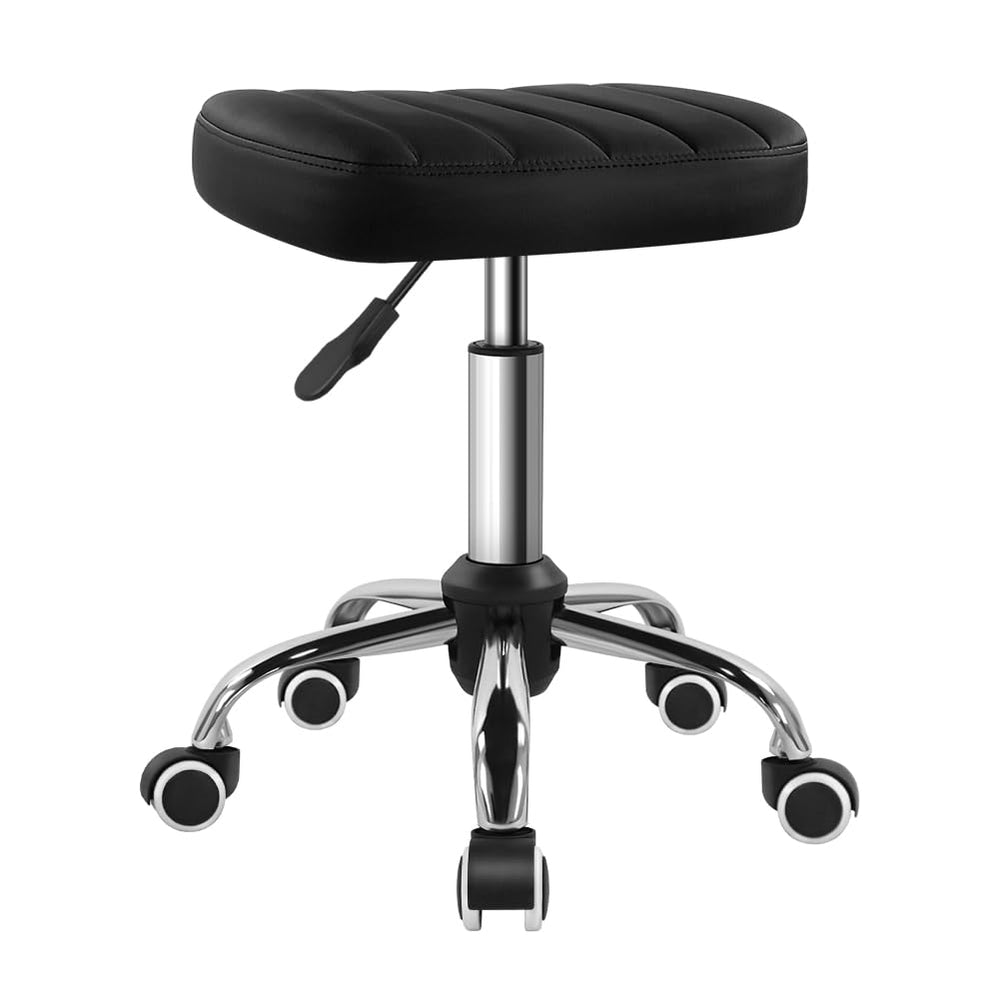 BFTOU black minimalist square swivel stool with wheel for versatile workspaces