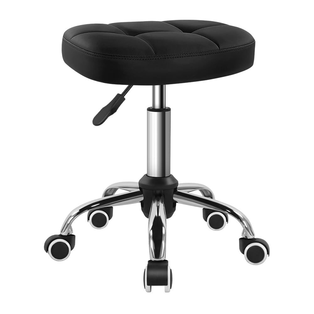 BFTOU black minimalist swivel stool base with sturdy support for salon tasks