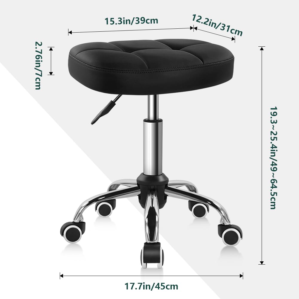 BFTOU black minimalist swivel stool seat featuring parallel stitch detail and comfort