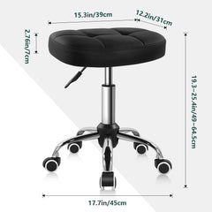 BFTOU black minimalist swivel stool seat featuring parallel stitch detail and comfort