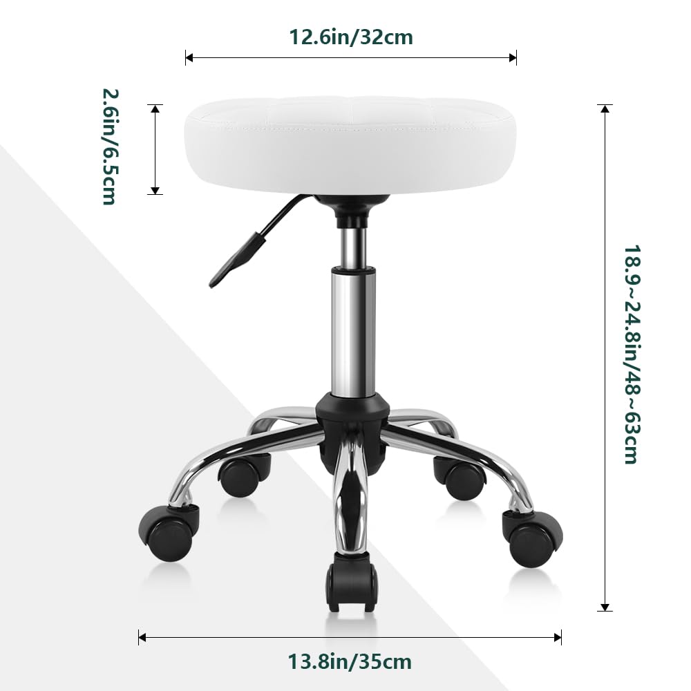 BFTOU white classic swivel stool side view highlighting compact footprint for tight spaces