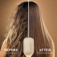 BFWood bamboo hair brush comfort grip enables effortless detangling on all hair types.