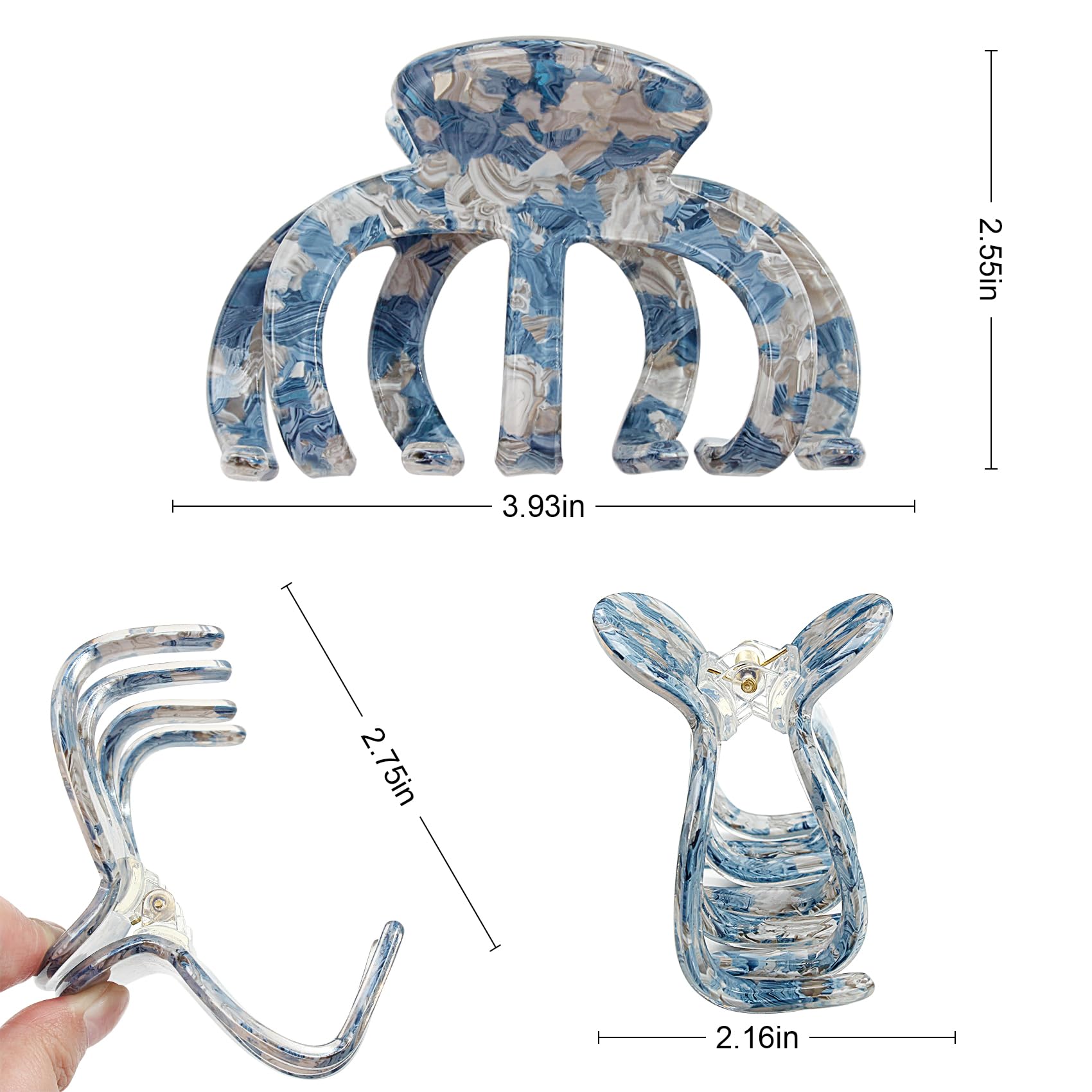 Bgffuy extra large octopus hair clip 4-inch jaw close-up for secure grip
