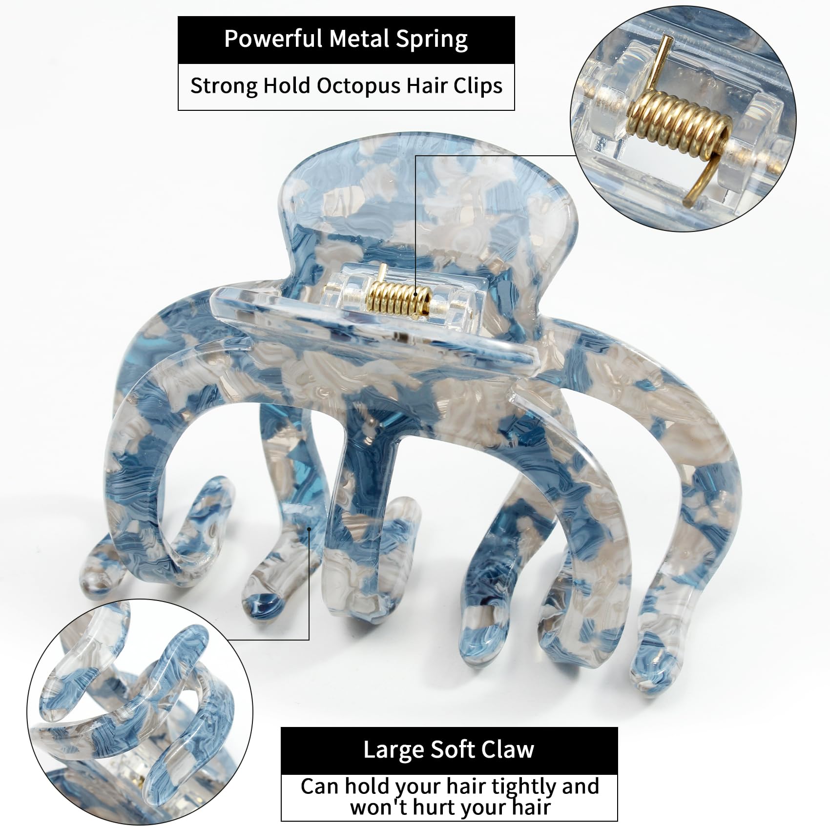 Bgffuy octopus hair clip multicolor pack showing three colors for versatile styling