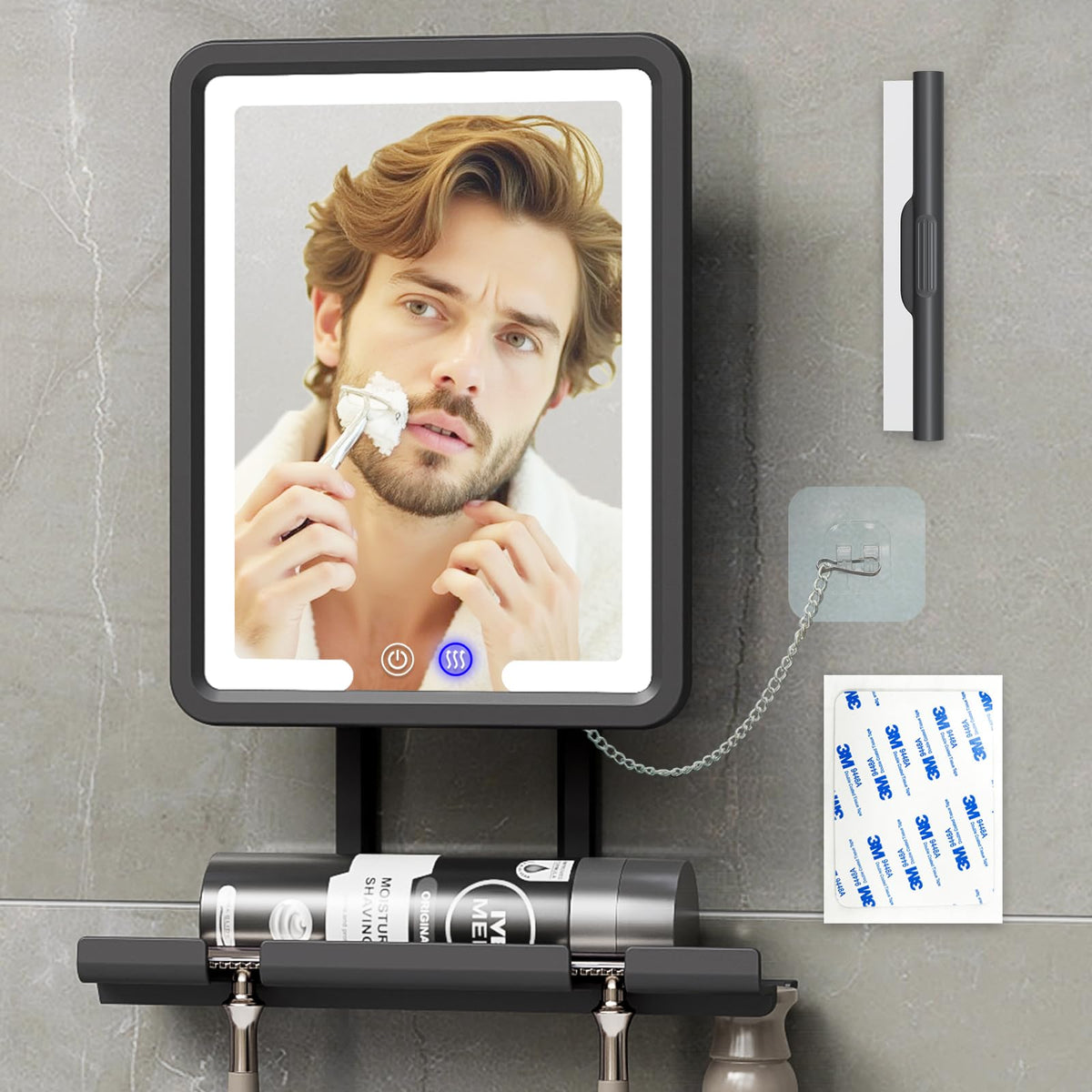 BGick lighted anti fog shower mirror for shaving with fog free clarity