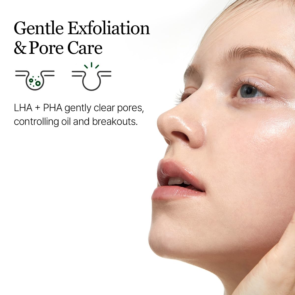 ROUND LAB BHA + LHA exfoliation feature highlighted on toner label.