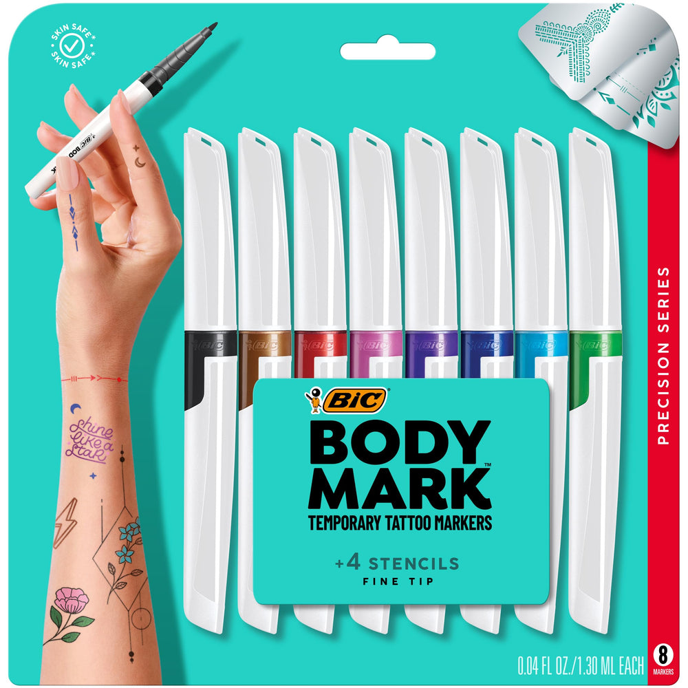 BIC BodyMark fine-tip markers provide precise temporary body art.