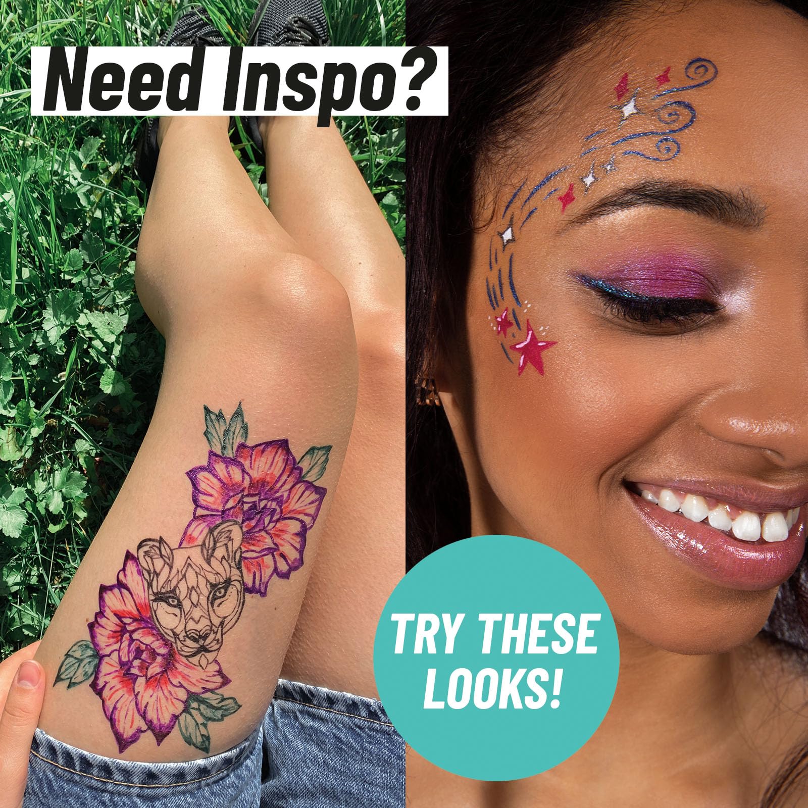 BIC BodyMark stencils paired with markers guide custom body art.