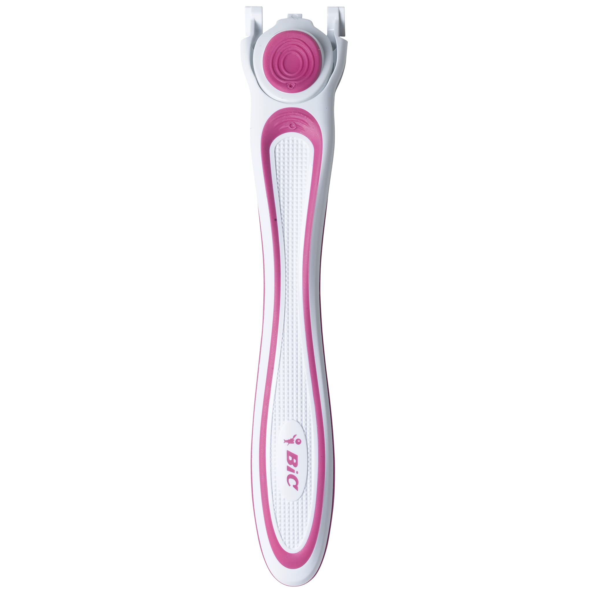 BIC Click 5 Soleil curved handle—30% recycled material with a firm grip.