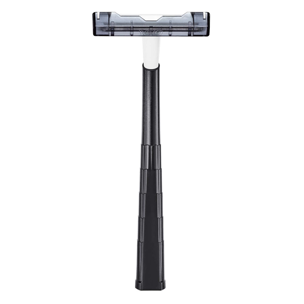 BIC metal men disposable razors six-packs display convenient value.