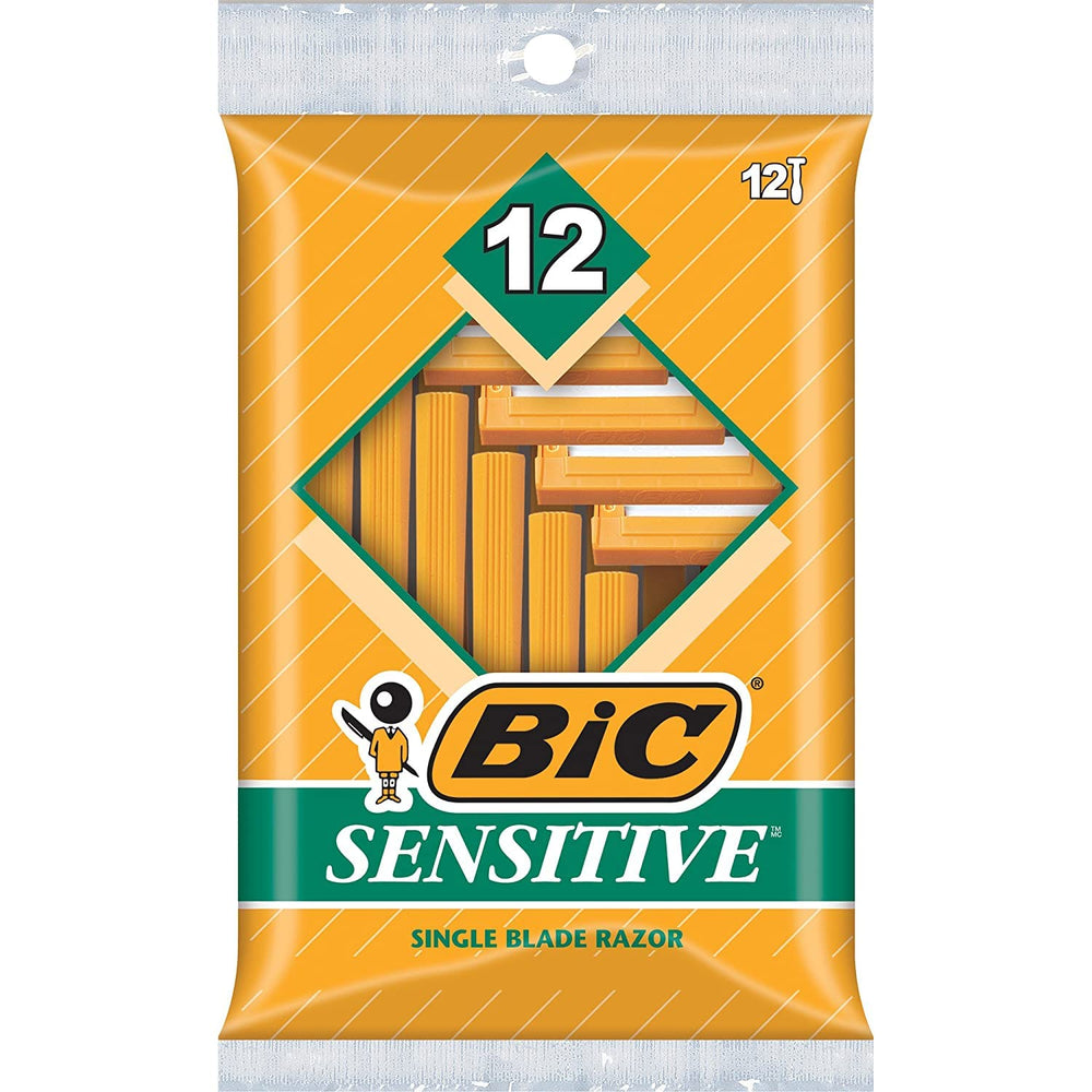 BIC single blade sensitive skin shaver handle with easy grip for precise daily shaving.