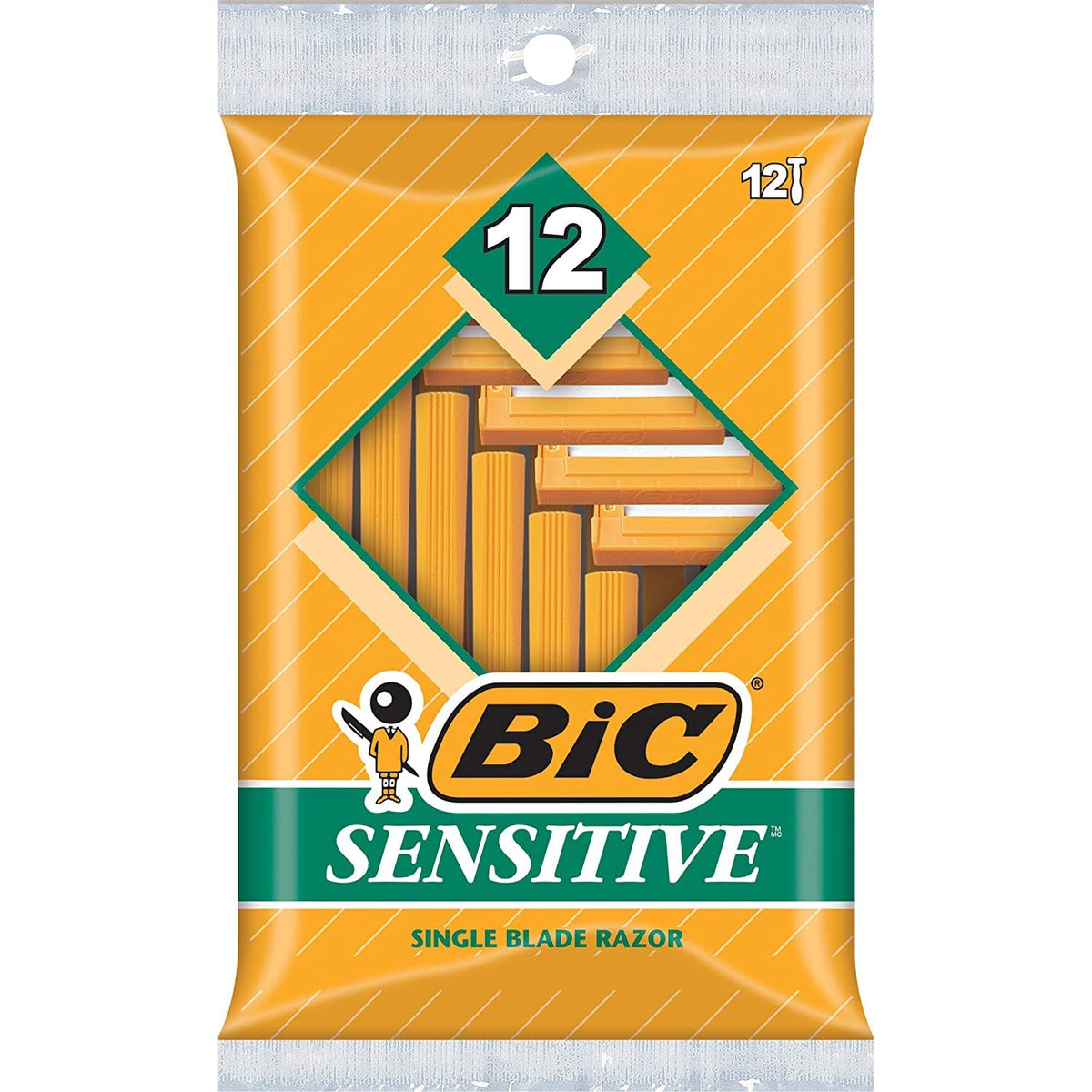 BIC single blade sensitive skin shaver handle with easy grip for precise daily shaving.