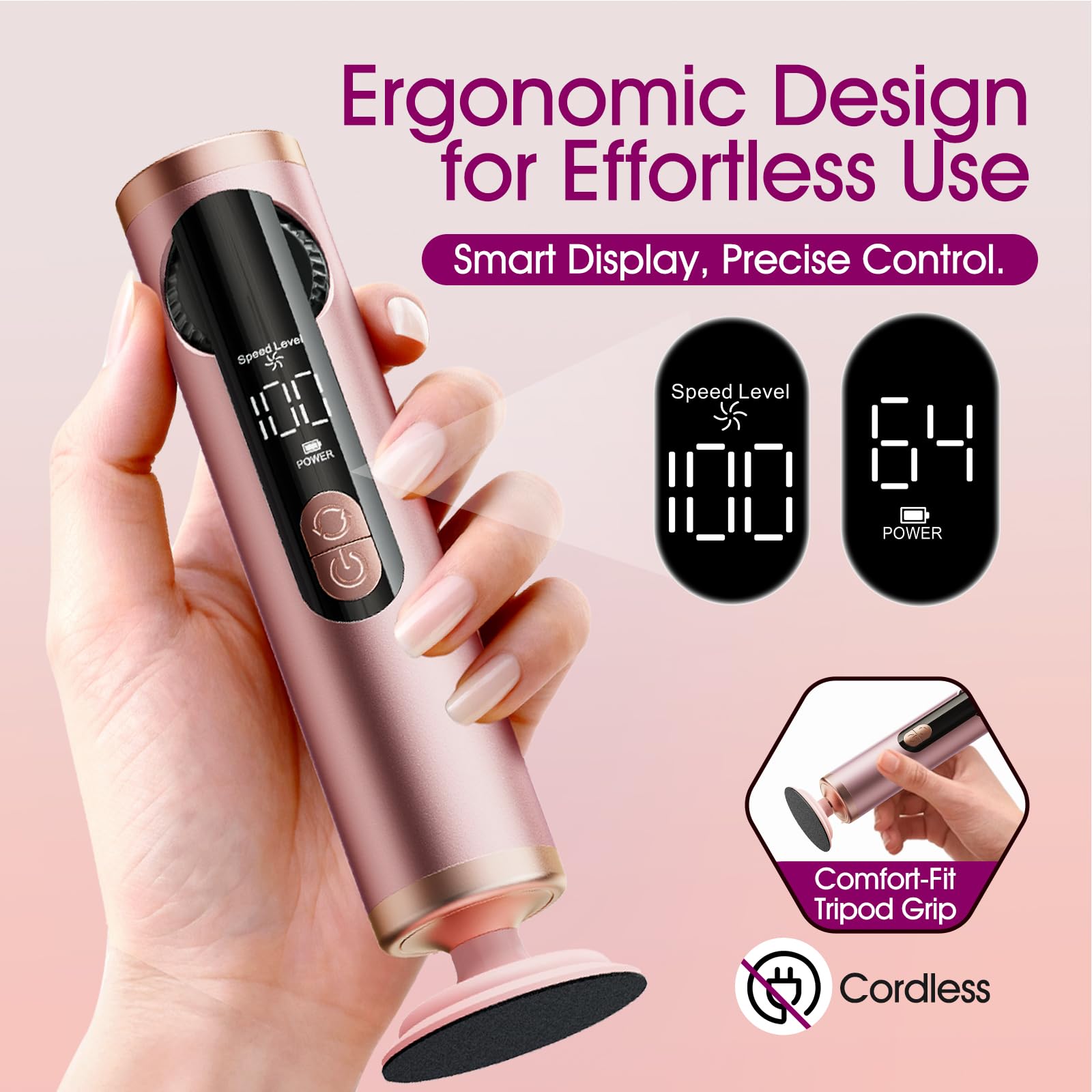 Bicboz electric foot callus remover LED display and controls