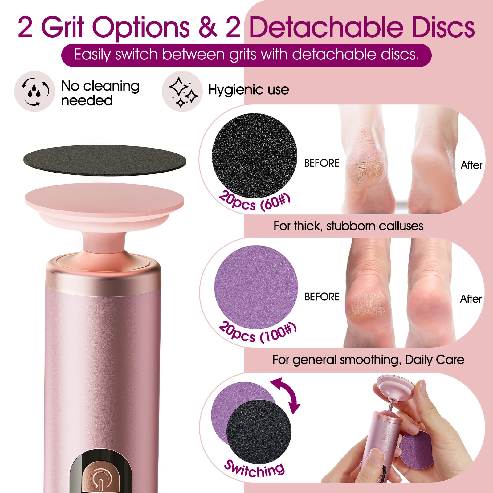 Bicboz foot callus remover charging with Type-C cable