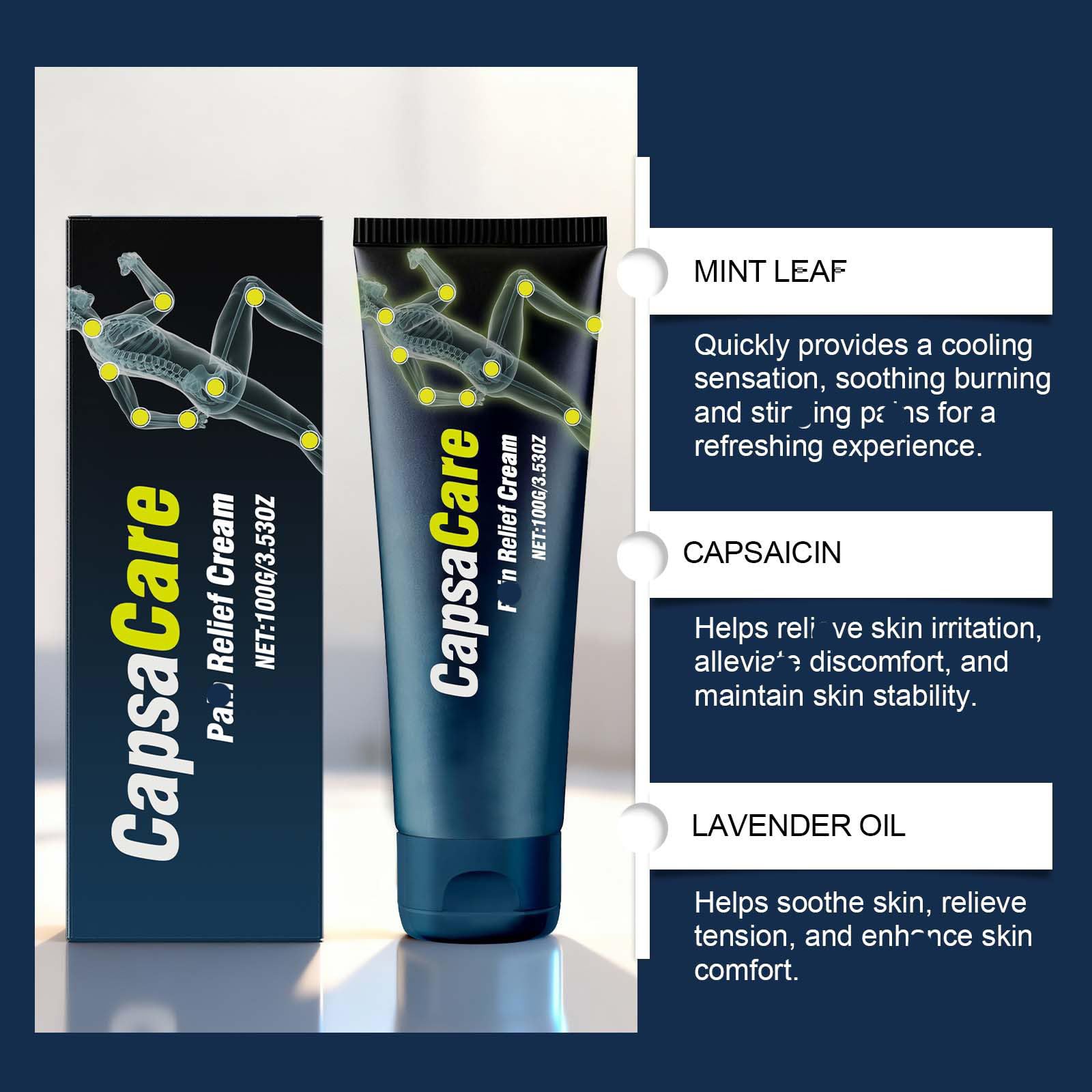 Bicotand CapsaCare Arnica blend surface suggests natural comfort for soreness.