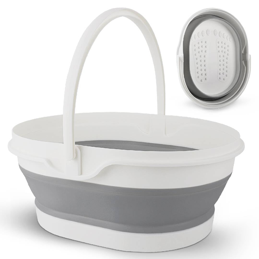Bidful collapsible foot tub close-up for portable home spa relaxation.