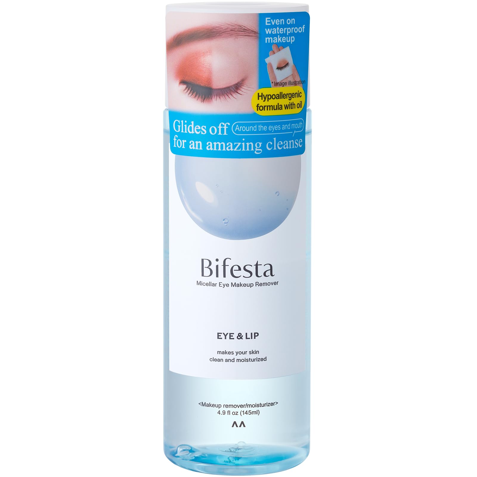 Bifesta Eye & Lip Micellar Remover vitamin derivatives feature for around-eye care.