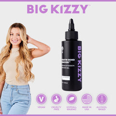 Close-up of gel texture from Big Kizzy Keratin Bond Remover showing non-greasy formula.
