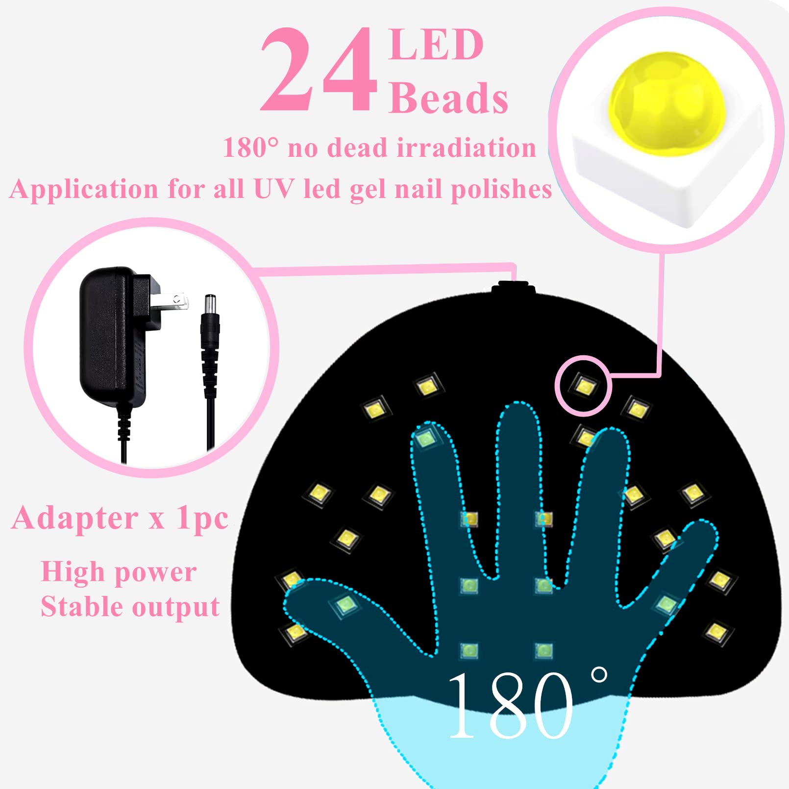 BIGBEAR UV Nail Lamp auto-sensor enables hands-in, hands-out operation