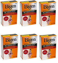 Bigen permanent powder hair color 59 Oriental Black pack of six prepares vibrant, natural-looking gray coverage.