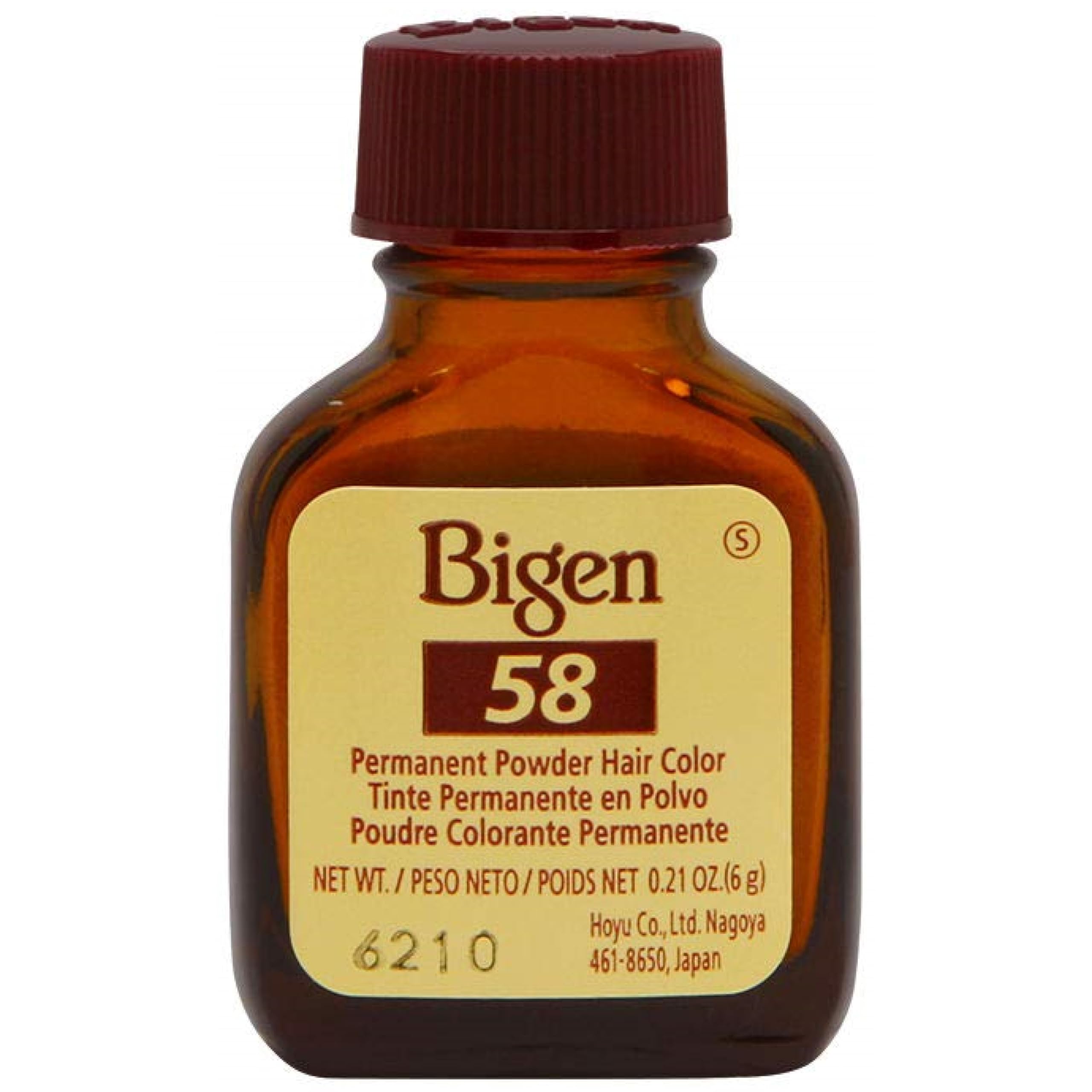 Bigen Powder Hair Color 58 color-swatch suggests even coverage with true-to-life hue.