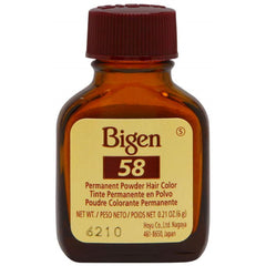 Bigen Powder Hair Color 58 color-swatch suggests even coverage with true-to-life hue.
