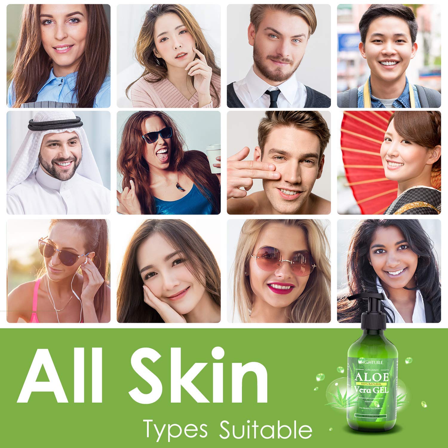 Applying BIGHTURE Aloe Vera Gel to the face for cooling moisture and comfort.