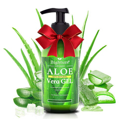 BIGHTURE Aloe Vera Gel fresh leaves close-up for skin care and hydration.