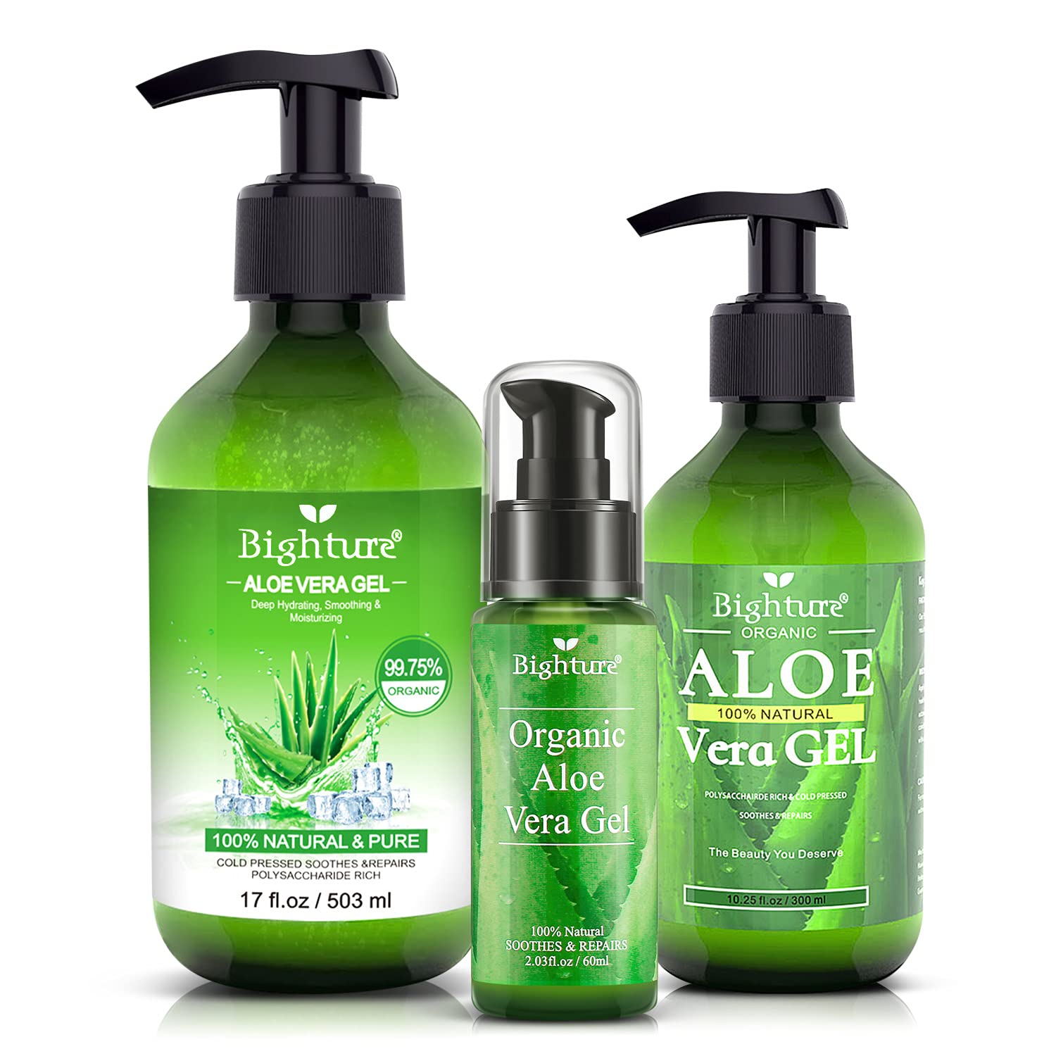 BIGHTURE Aloe Vera Gel on scalp for itch relief and dandruff care.