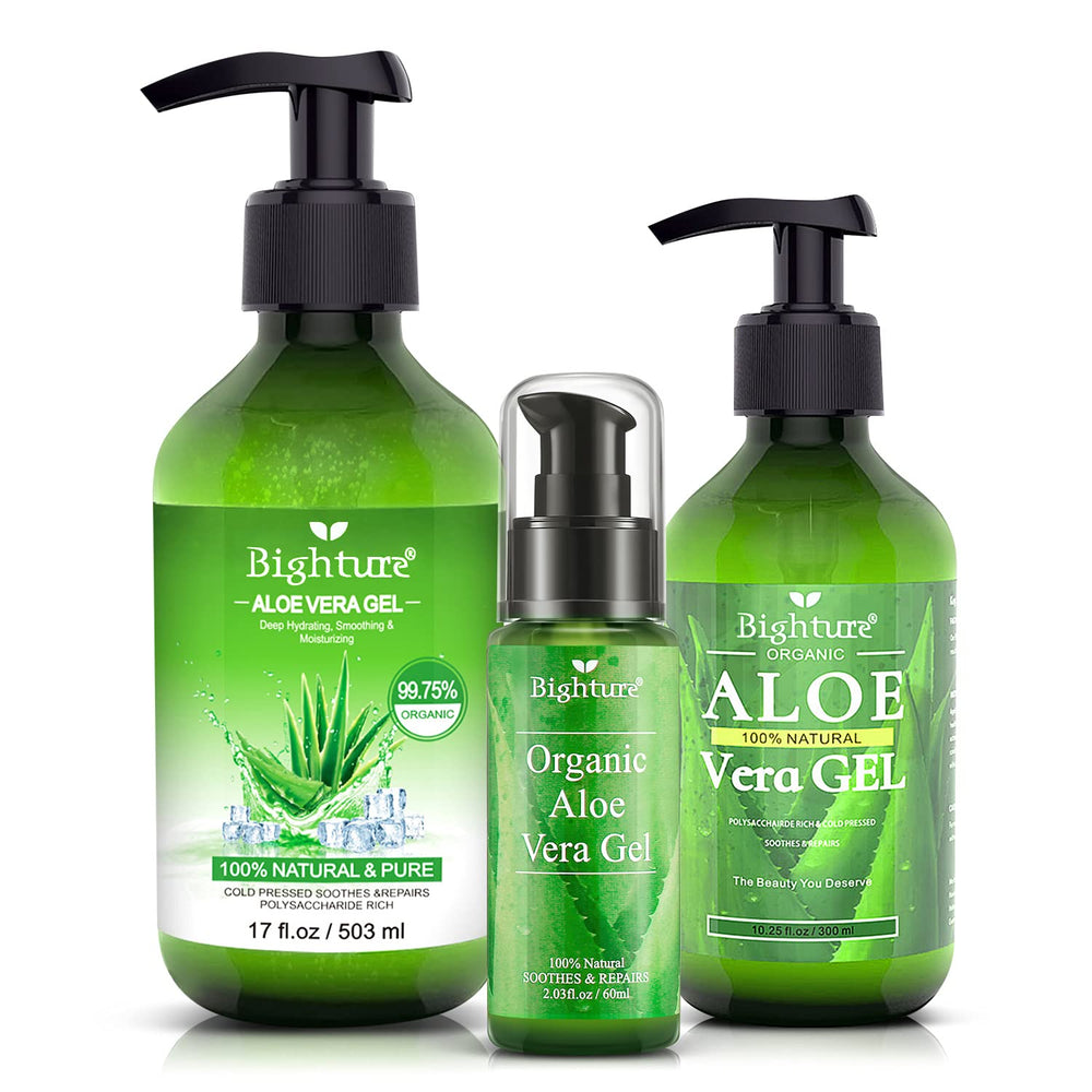 BIGHTURE Aloe Vera Gel on scalp for itch relief and dandruff care.