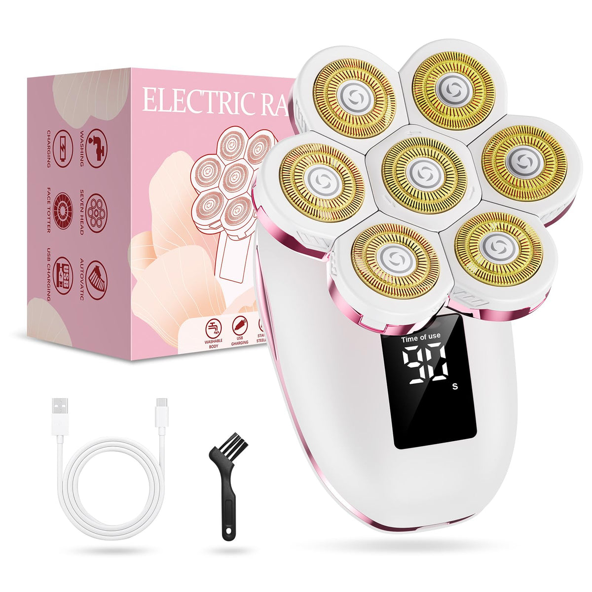 Bigorq electric razor for women with 7D floating head in pink for smooth shaving