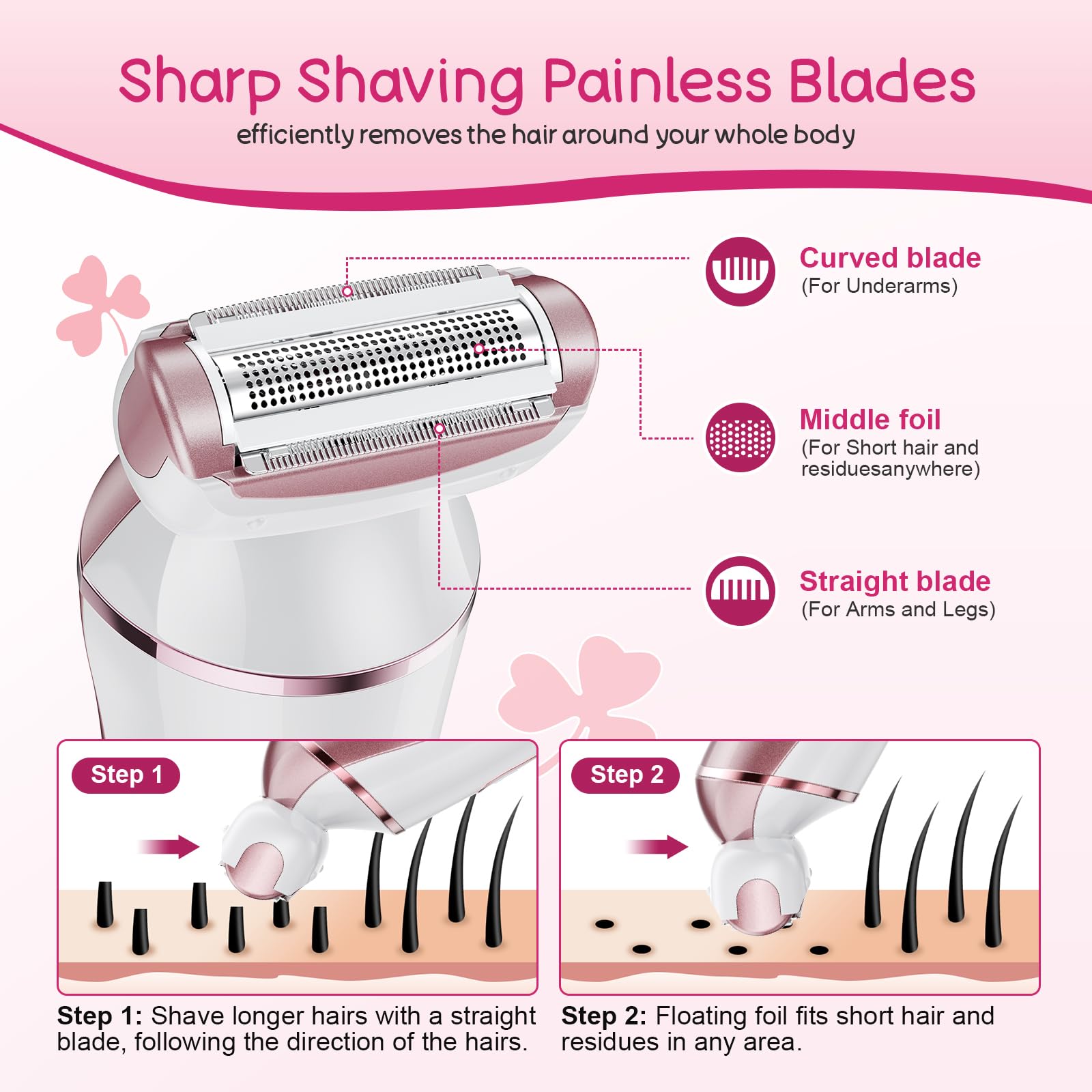 Bigor electric shaver 3-in-1 blades offer efficient hair removal.