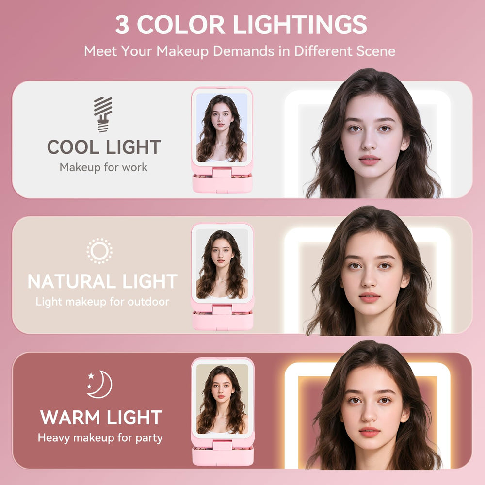 BIKCANP LED mirror with three-color mode for accurate makeup lighting