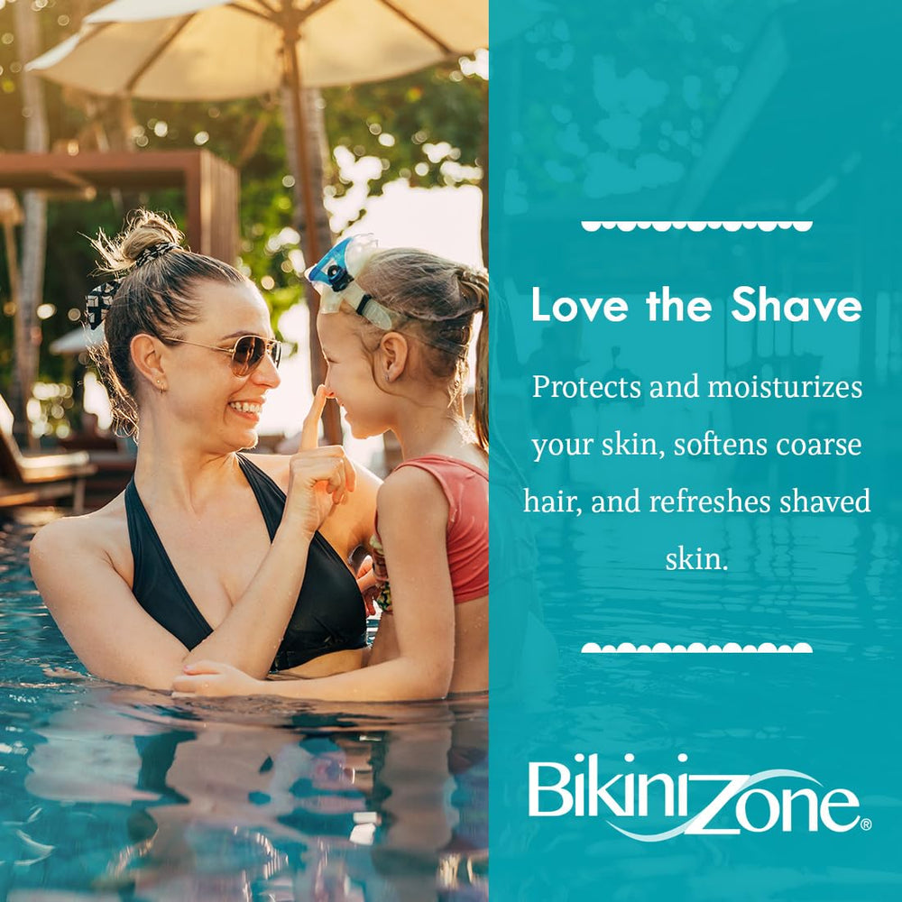 Bikini Zone alcohol-free gel reduces dryness during shaving.