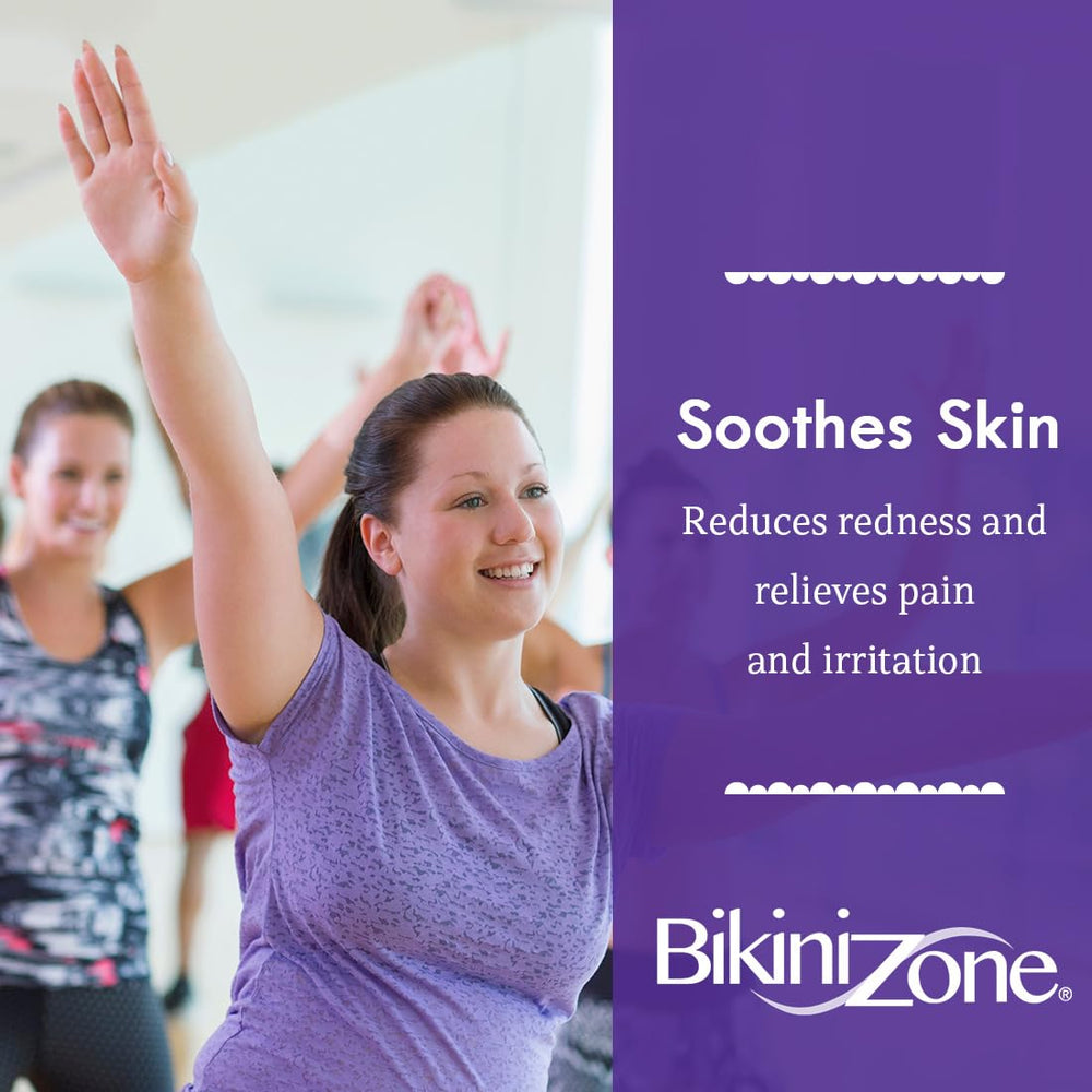 Bikini Zone medicated after shave crème lidocaine-bottle close-up shows 2% lidocaine for relief