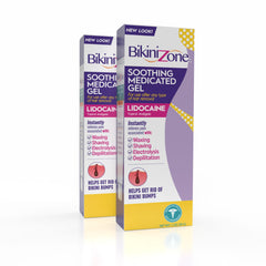 Bikini Zone medicated gel bottle for quick post-shave relief.