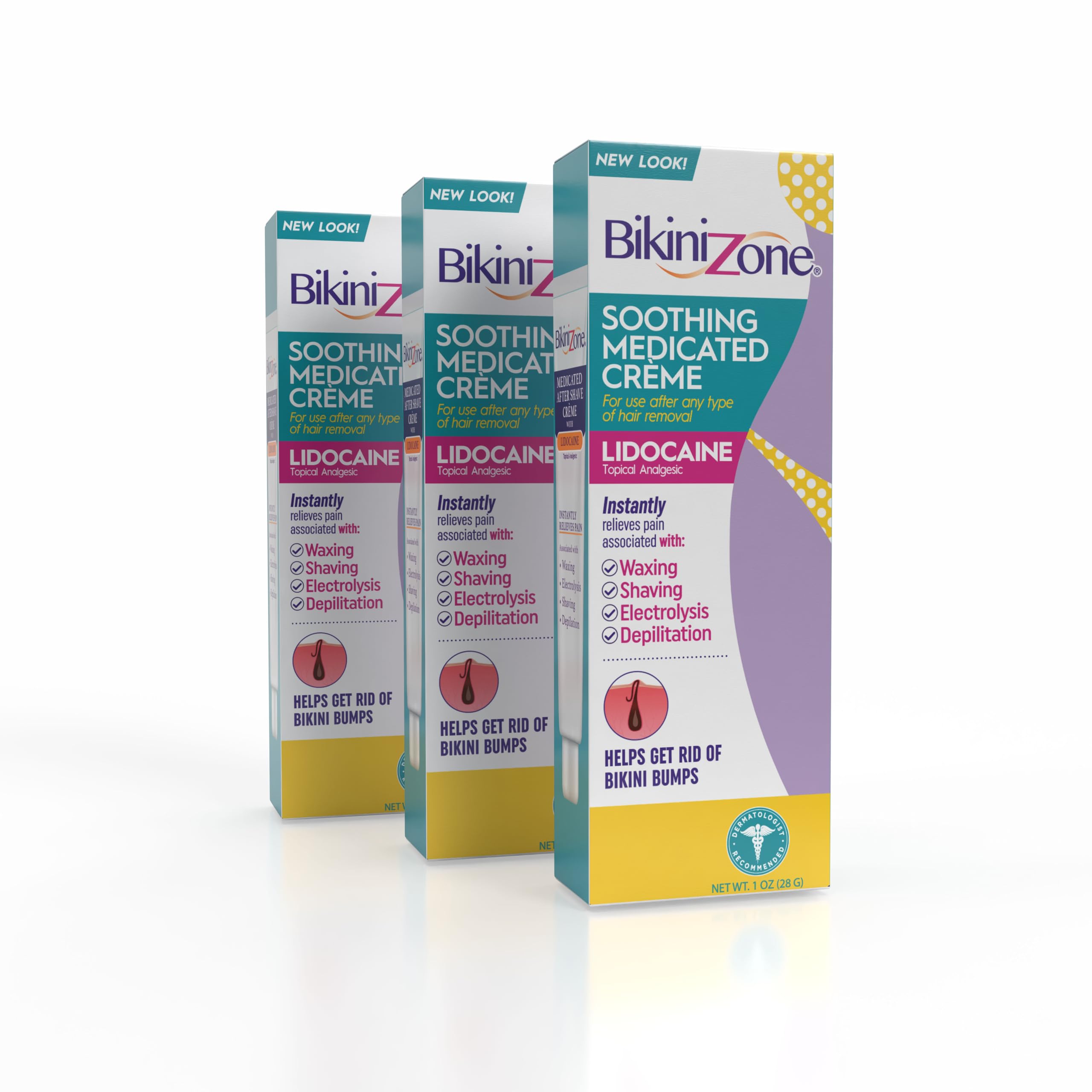 Bikini Zone medicated aftershave crème bottle provides fast relief for razor burn.