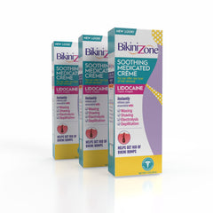 Bikini Zone medicated aftershave crème bottle provides fast relief for razor burn.