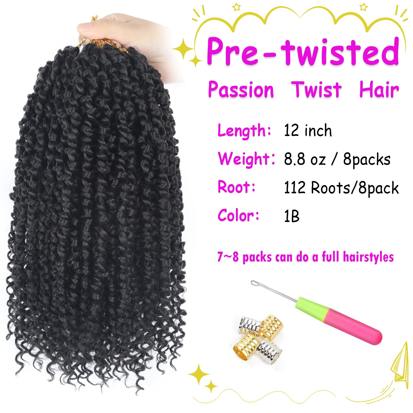 Bileaf lightweight 12inch passion twist fiber offers comfortable wear.